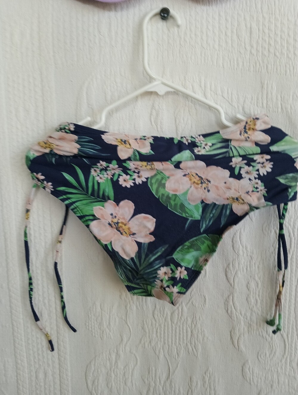 Kona Sol Lilac Tie-Front Bikini Ruched High Waist Underwire Tropical Flowers MED - Picture 13 of 15